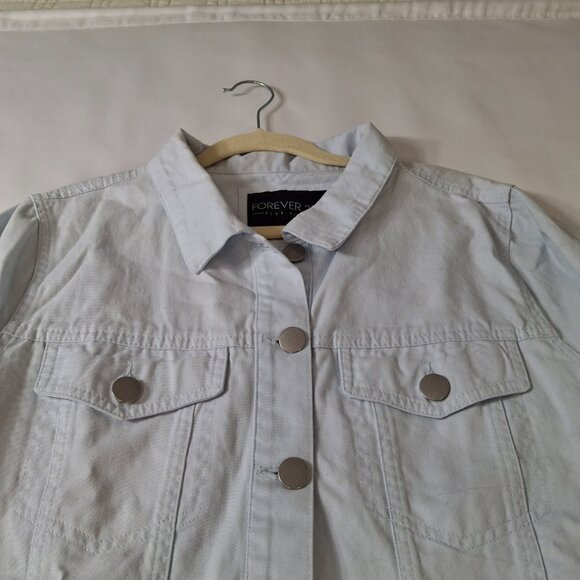 Womens Forever 21 Oversized Utility Jacket Sz XXL Baby Blue Casual Classic - Picture 7 of 12